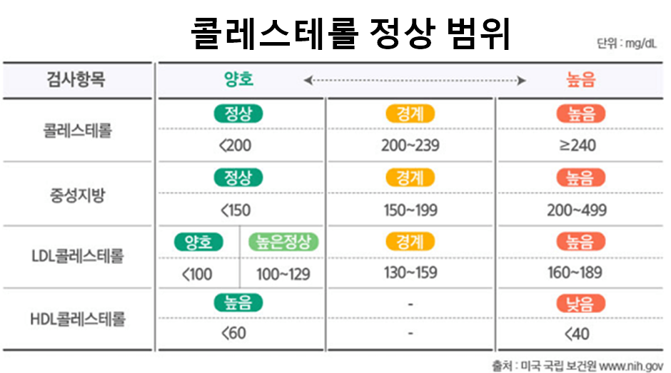 콜레스테롤 정상범위